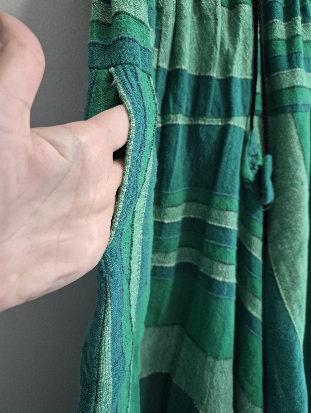 Peach Pebble Green Patchwork Harem Pants Boho Hippie Yoga Large - Picture 7 of 8